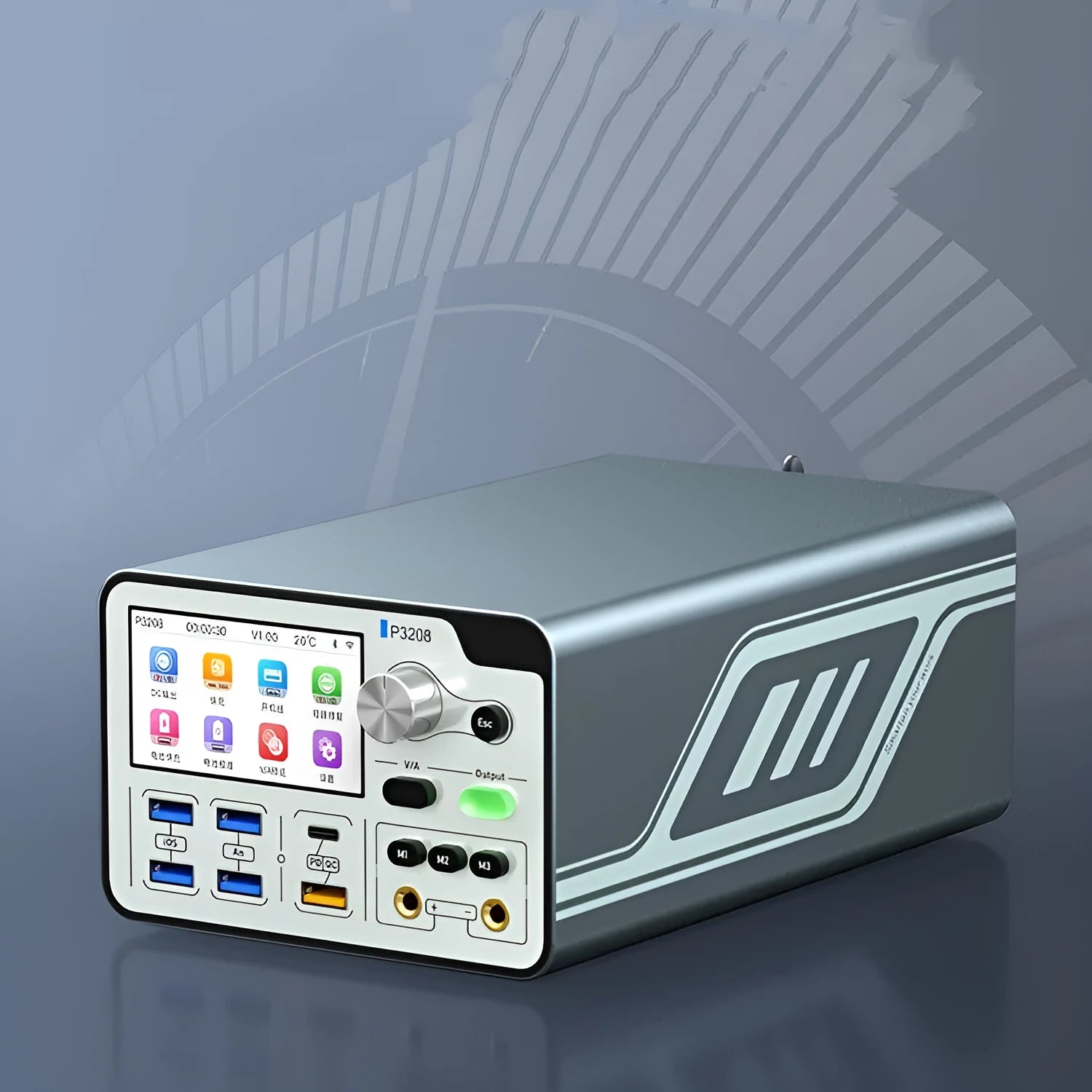 320W intelligent regulated power supply meter with 3-inch IPS display and connection ports