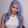 Body wave human hair lace front wig with 13x4 construction showing gentle waves and natural hairline