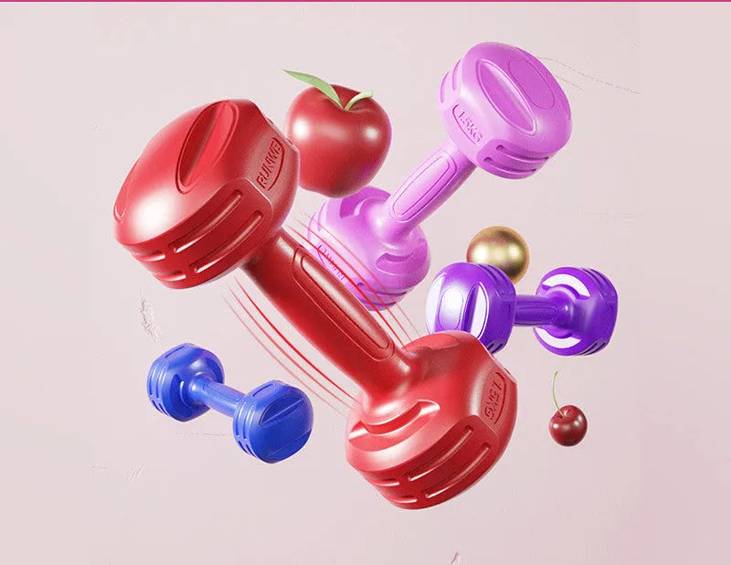 Pair of Longway China Red PE dumbbells on a light background, available in 1 to 5 kg weights