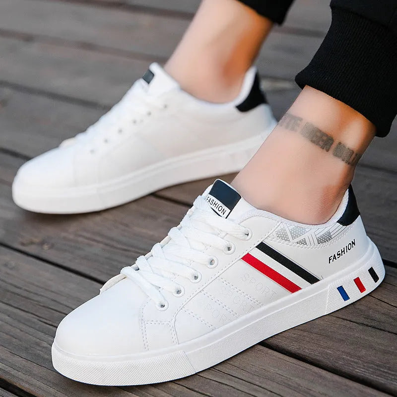 Sports shoes in black, grey or white colours showing EU size tags from 39 to 44