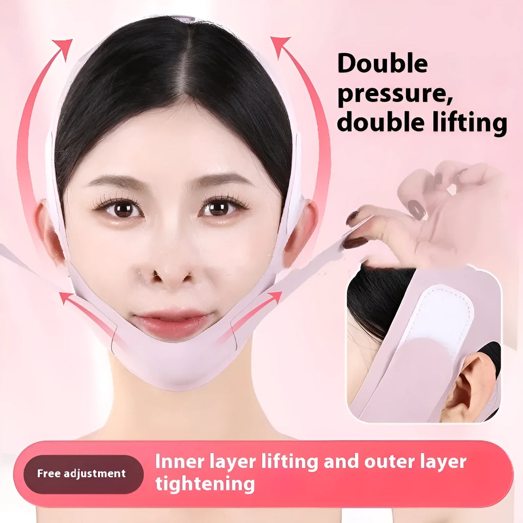 Small V face shaping mask for facial lifting and anti-sagging support in breathable fabric