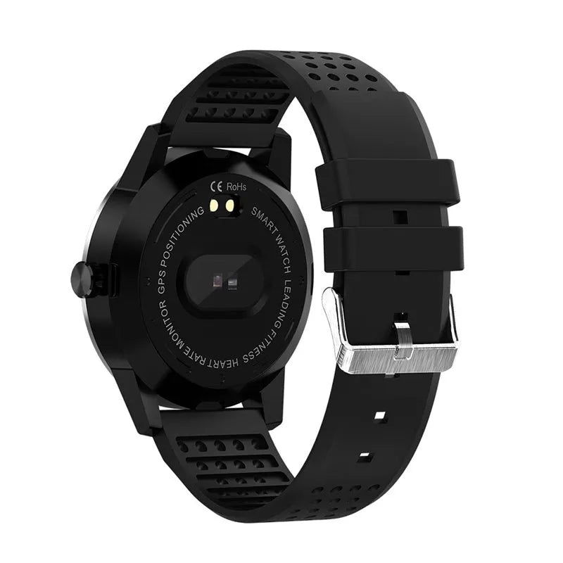 Black smart bracelet with 1.3-inch colour screen showing heart rate monitoring display