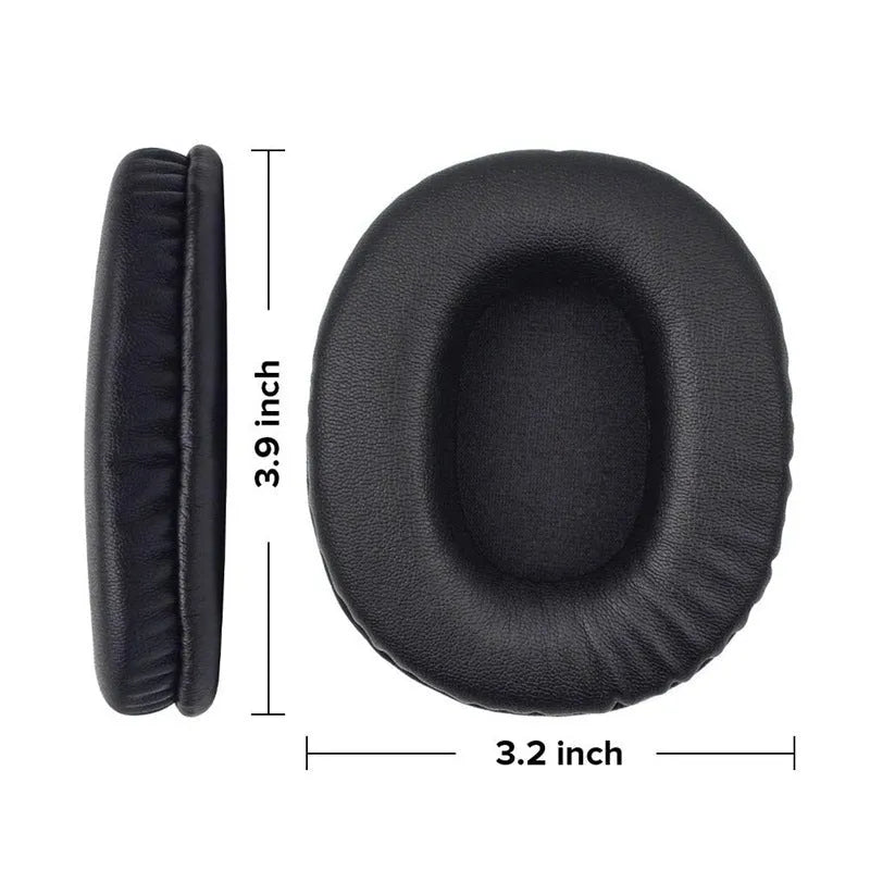Black PU leather replacement headphone covers for Sony MDR-1R model, shown as a pair.