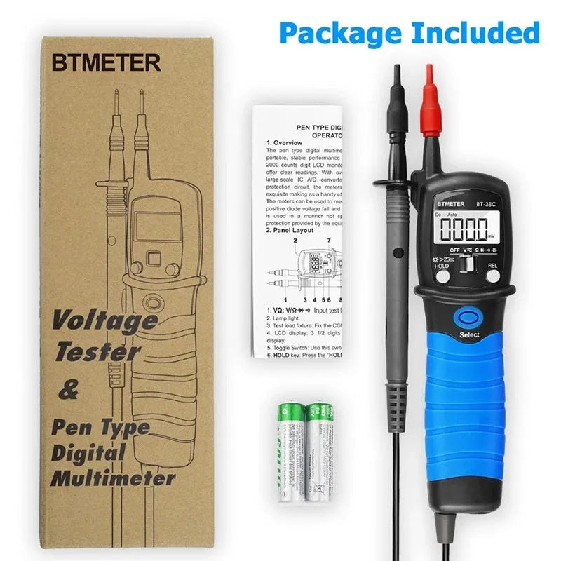 Huapu HP-38B digital pen multimeter with 600V range, plastic casing, and digital display