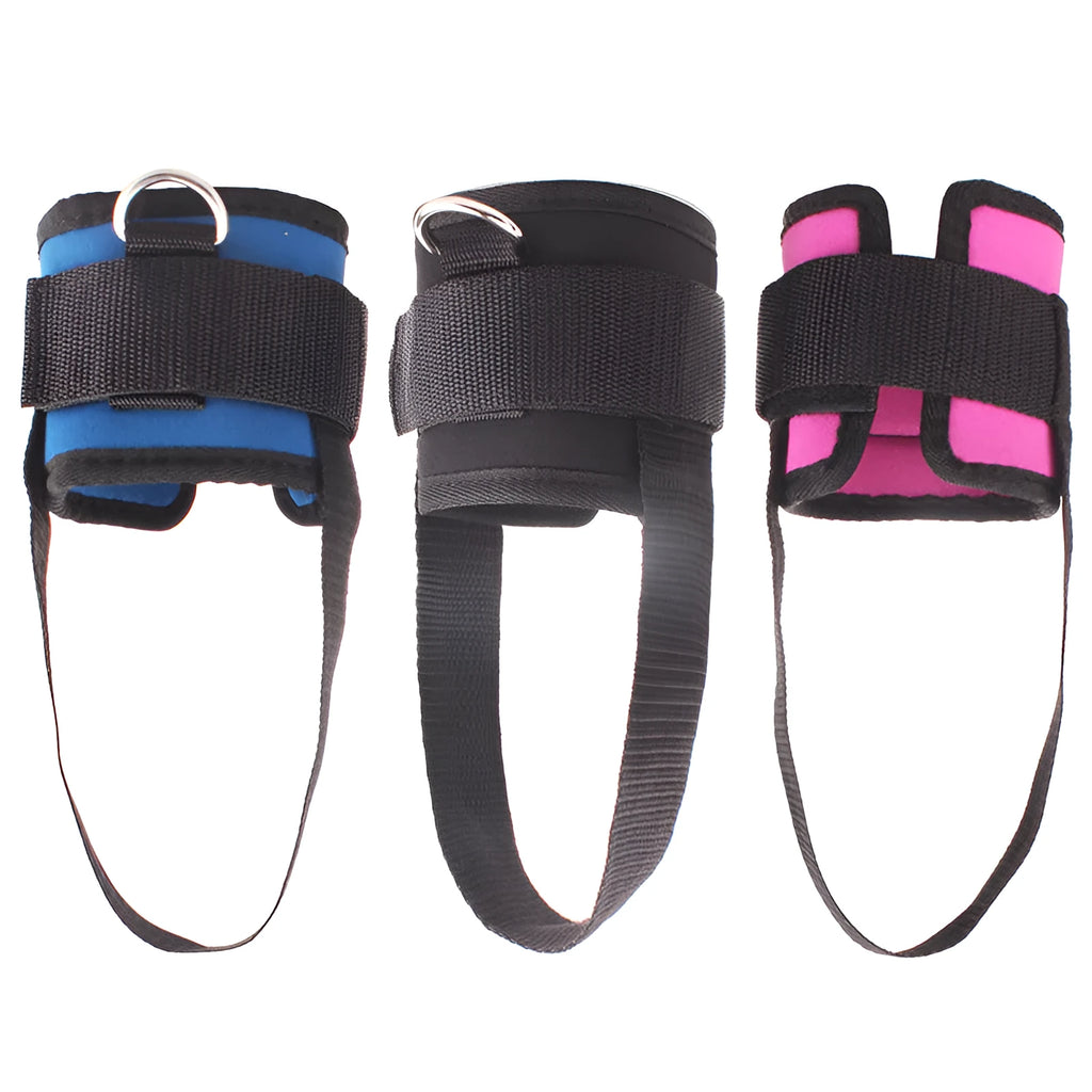 Cotton foot rope ankle strap in black with thickened diving cotton and steel buckle for leg training