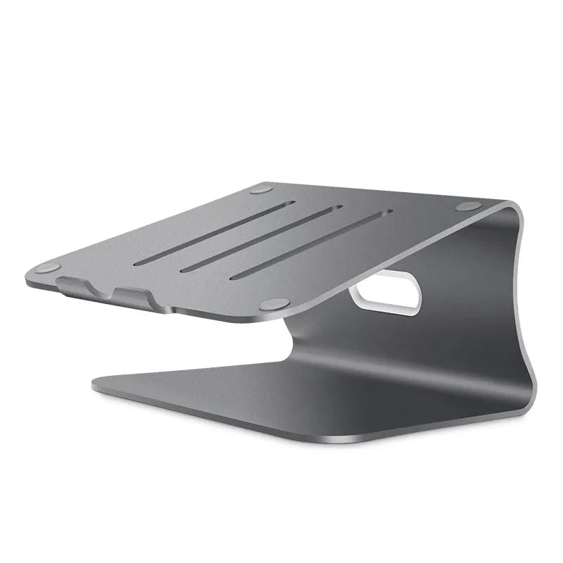 Aluminium notebook cooling bracket with rotary design and stripe-patterned surface in grey or silver