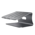 Aluminium notebook cooling bracket with rotary design and stripe-patterned surface in grey or silver