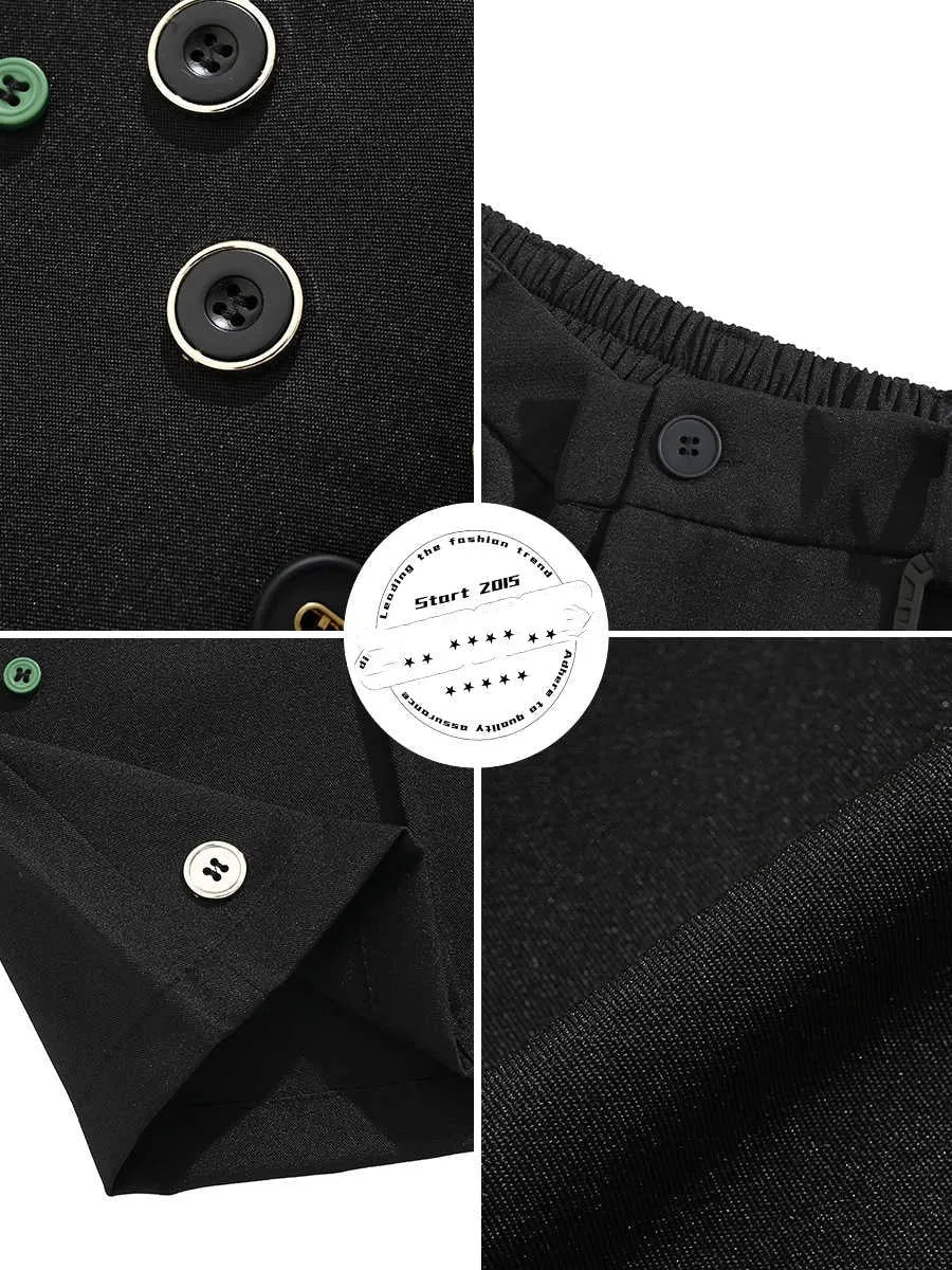 Black men's loose-fit casual shorts with a semi-elastic waistband, colour button, and zip fly.