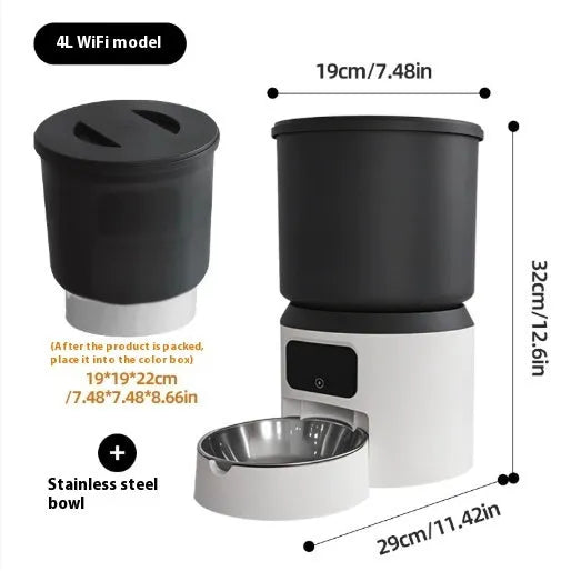 4L smart pet feeder for cats and dogs with choice of plastic or stainless steel bowl