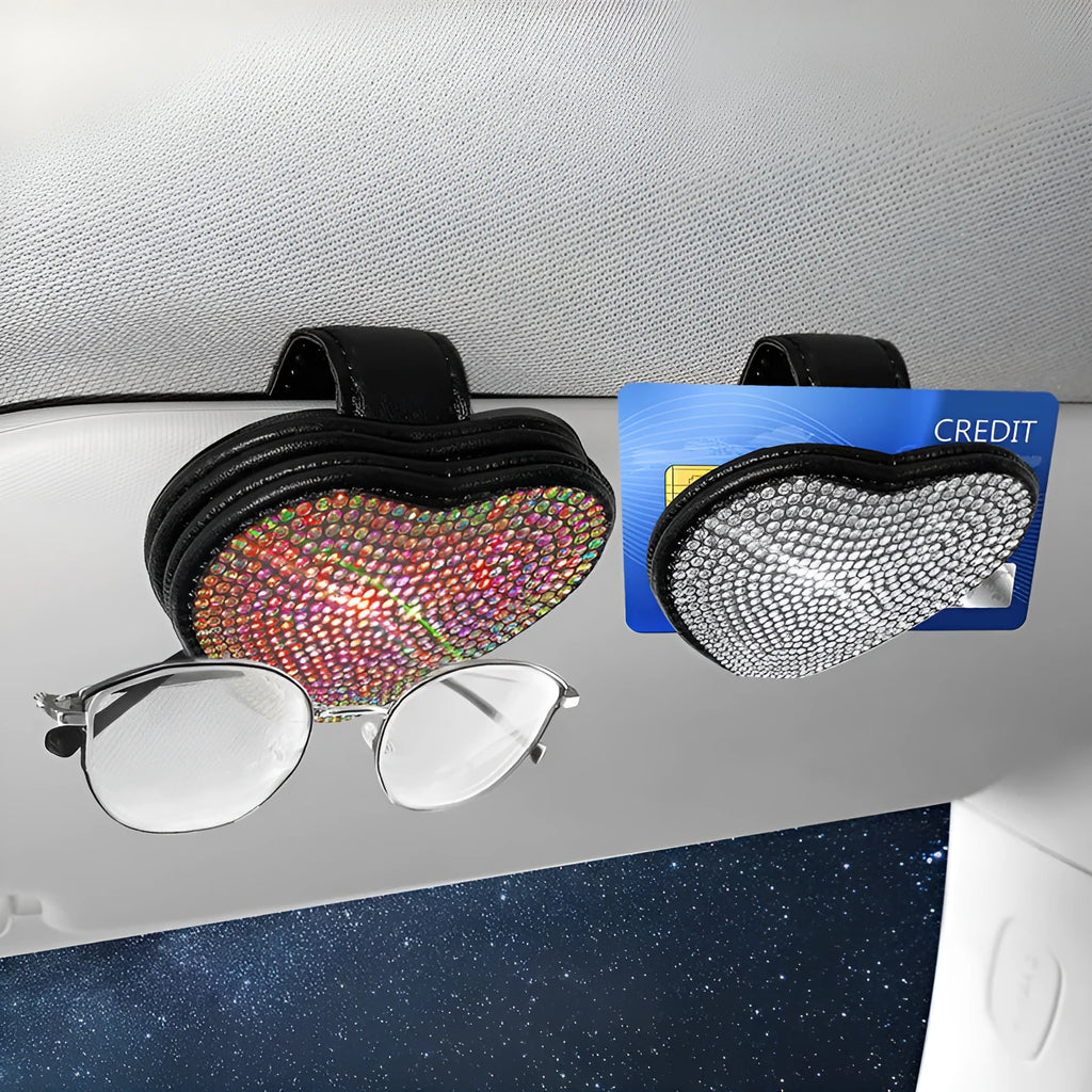 PU leather magnetic car sun visor clip for sunglasses and tickets in multiple colour options.