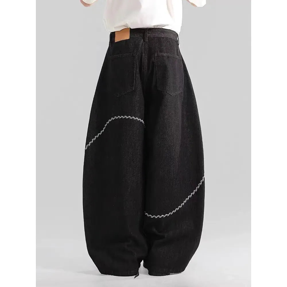 Black straight-leg trousers with mid-waist cut and micro-elastic polyester fabric for autumn winter wear