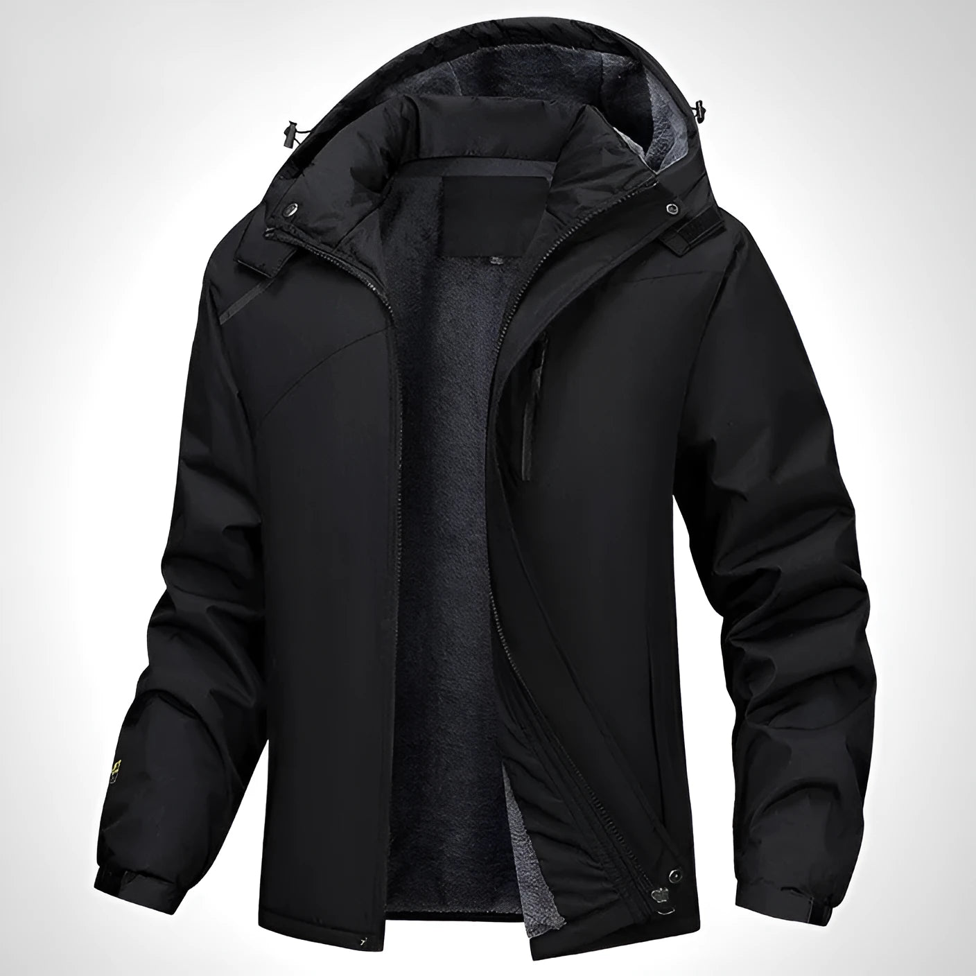 Men's plus size waterproof hooded coat in polyester, available in four colours and sizes L to 7XL
