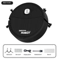 Mini sweeping robot vacuum in white with edge brush and fibre mop on hard floor