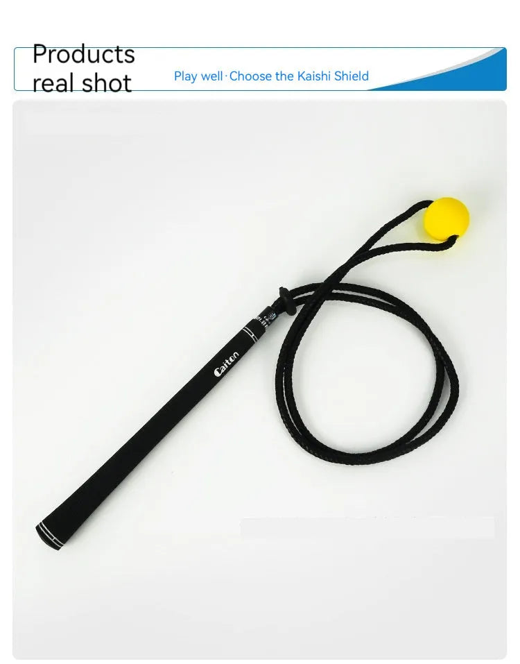 Black silicone elastic training rope for golf swing correction and ball sports technique practice