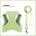 Brown cloth cat harness with chest strap and waffle texture, shown with size options