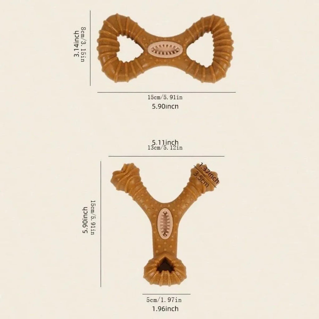 Durable dog chew bone toy in 8-shape and Y-shape designs for teeth cleaning