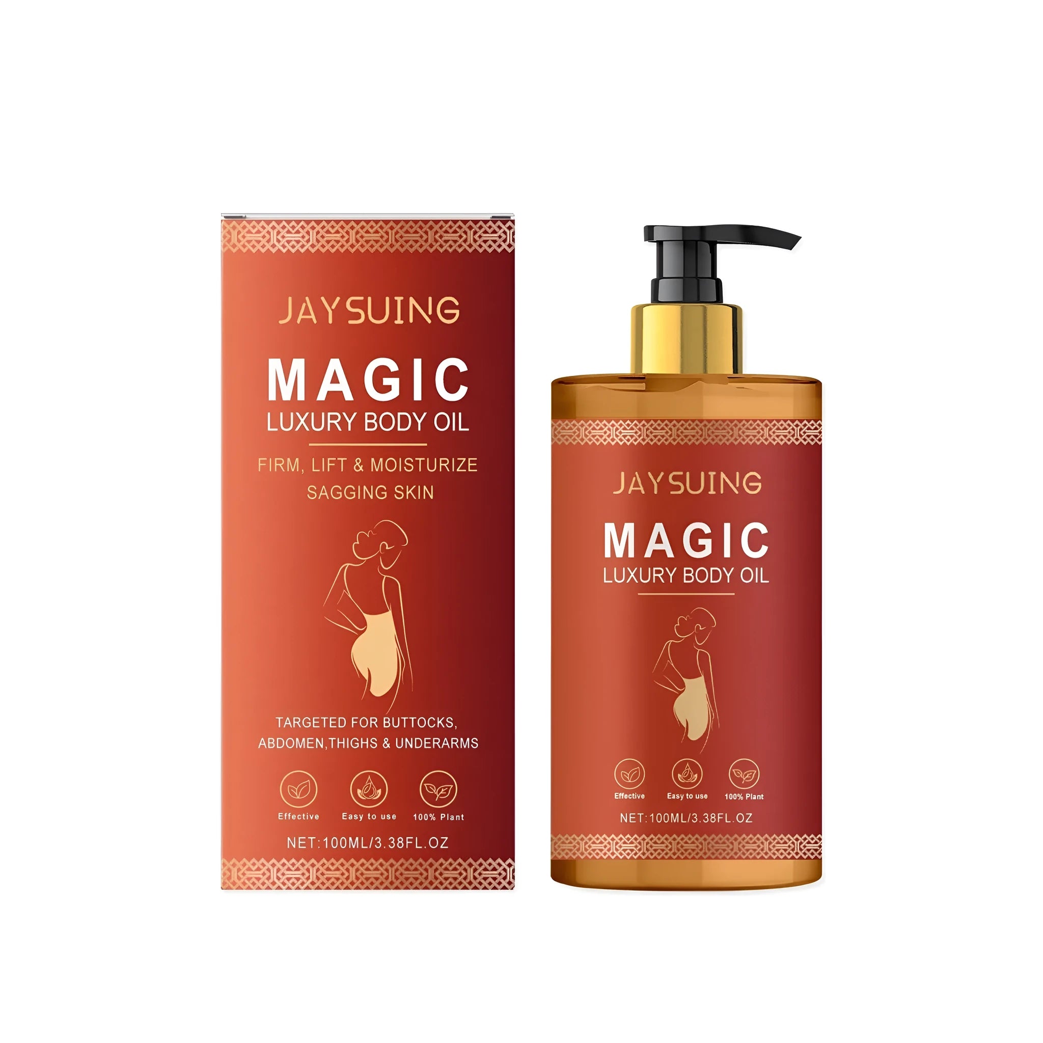100ml bottle of tightening and nourishing body oil containing rose hip and sweet almond oil.