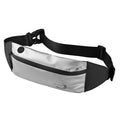 Men's black waterproof sports waist bag with waist strap showing compact design