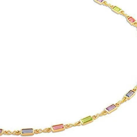 Ladies geometric crystal necklace with alloy chain and random colour glass bead pendant