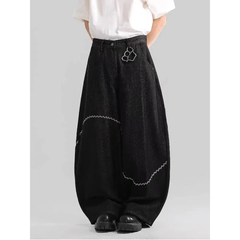 Black straight-leg trousers with mid-waist cut and micro-elastic polyester fabric for autumn winter wear