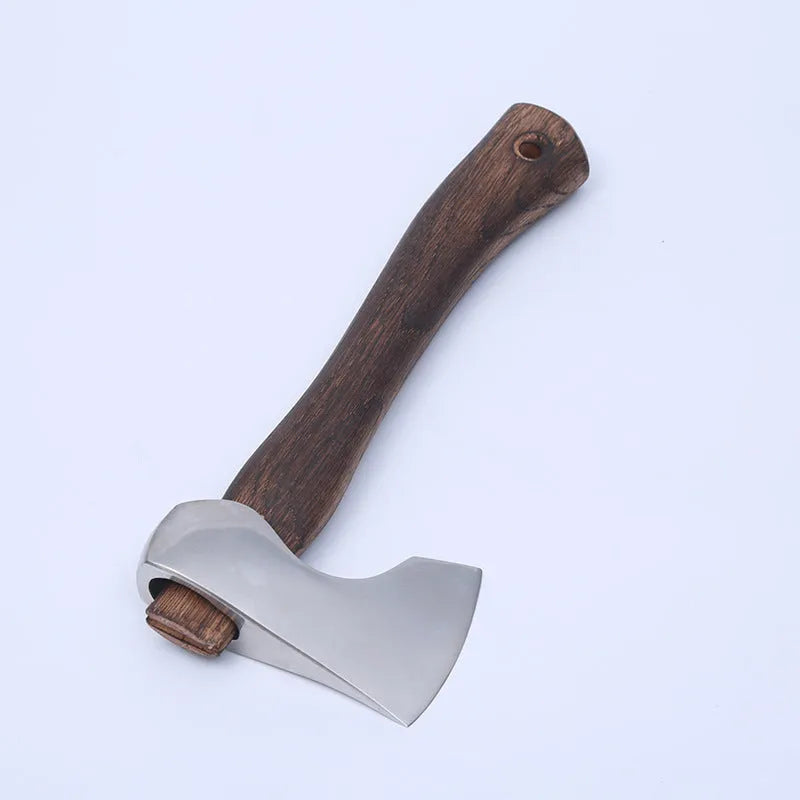 Camping axe with wooden handle and high carbon steel head