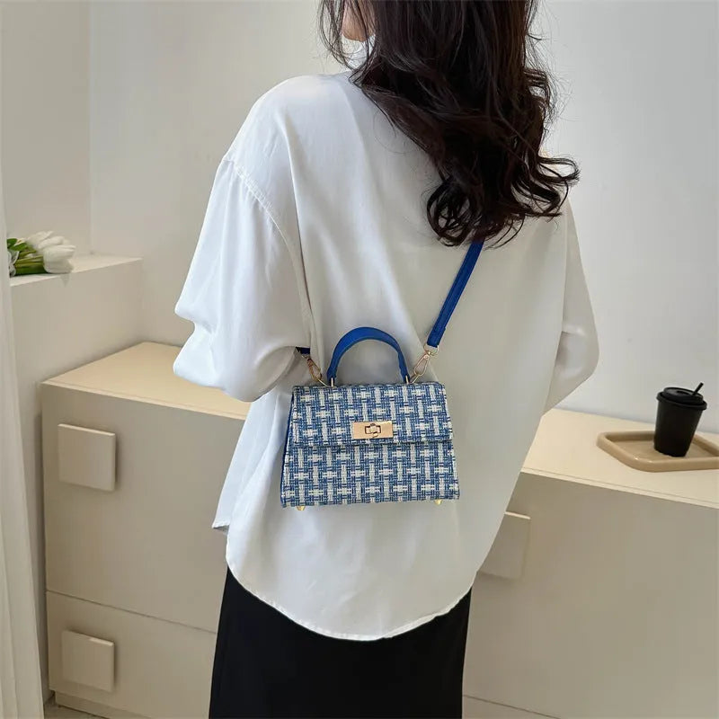 Casual crossbody minimalist shoulder bag in PU leather available in black white blue red for women
