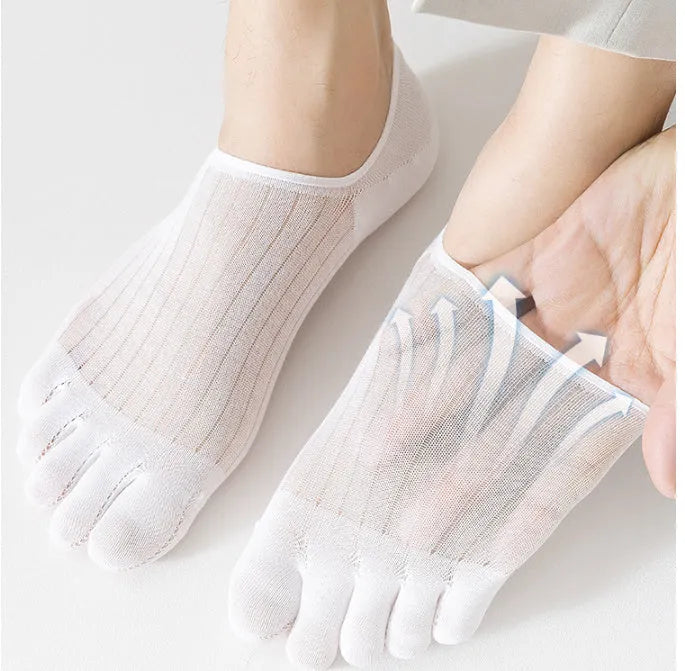 Modal cotton five-finger ultra-thin boat socks in white, khaki, grey and black colours