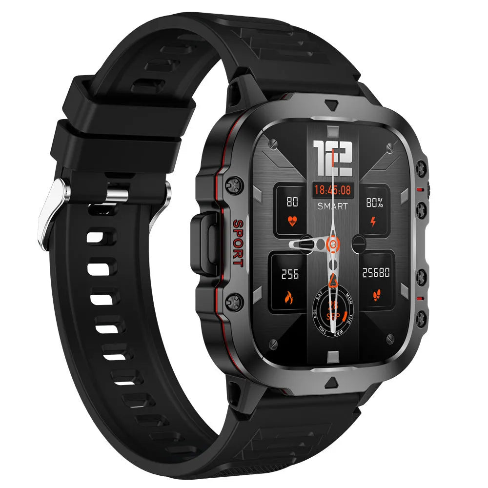 QX11 smart Bluetooth watch with TFT touchscreen showing heart rate display on black zinc alloy case