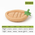 Removable washable dog bed mat in purple, orange, brown, and grey colours on a white background.