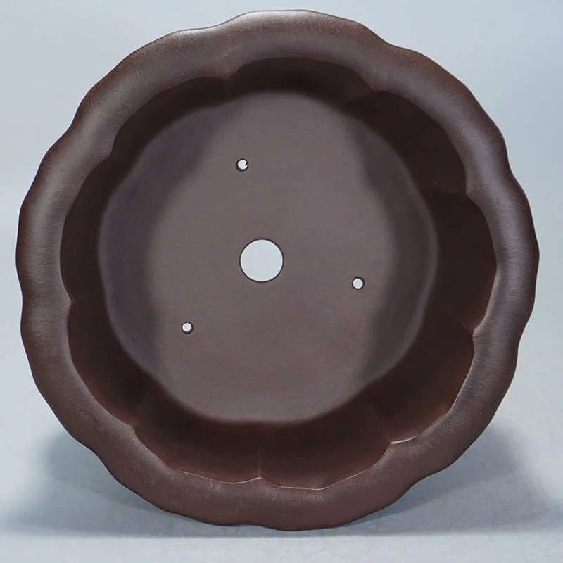 Antique purple-red clay succulent flowerpot with petal basin shape, 37cm square.