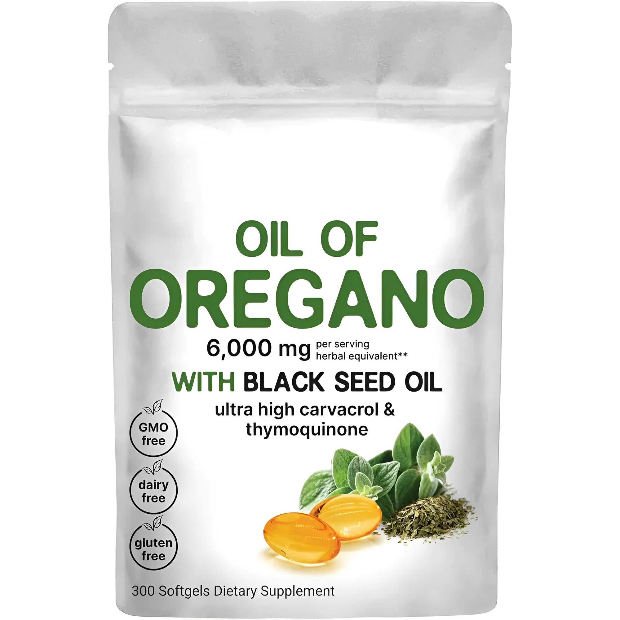 Butter black seed oil soft capsules in bottle with choice of 180 or 300 tablet packs