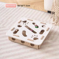 Green brown felt cat toy box with self-hi feature measuring 30cm square
