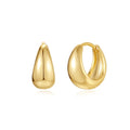Brass geometric earclip earrings with gold electroplated finish and round design elements