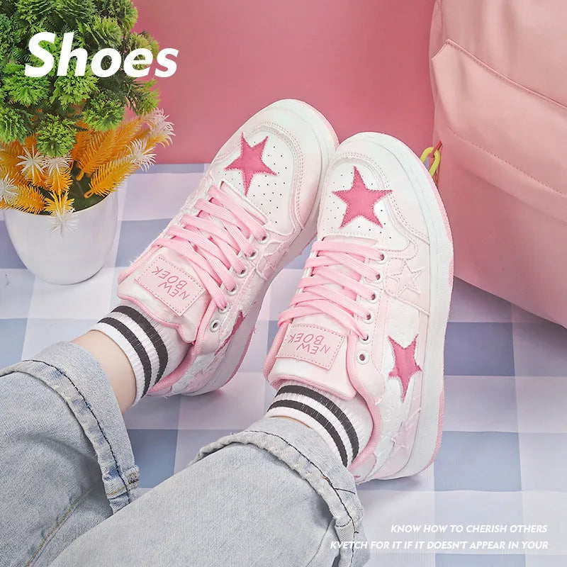 Denim skateboard shoes in black, green, or pink with flat rubber sole and lace-up front.