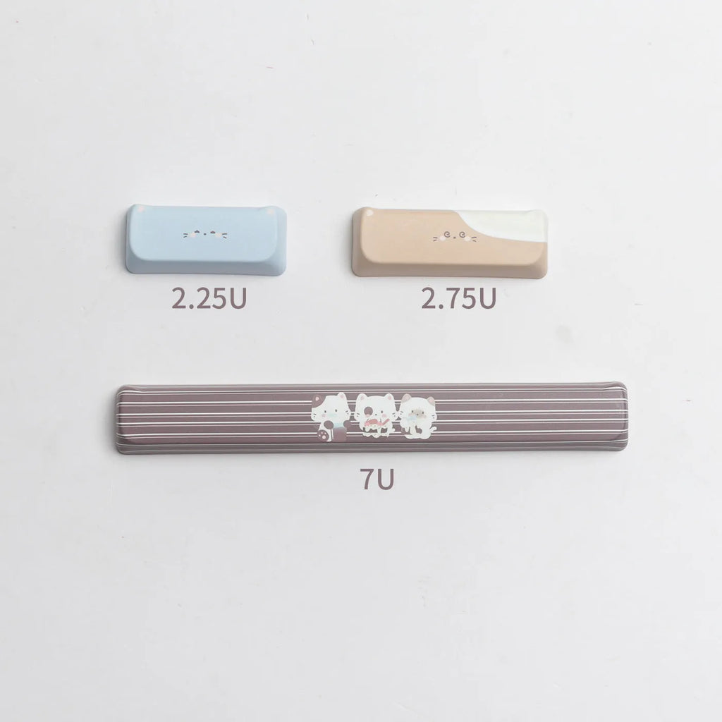 Sea Salt Cat themed PBT key cap set for mechanical keyboards showing two colour suits