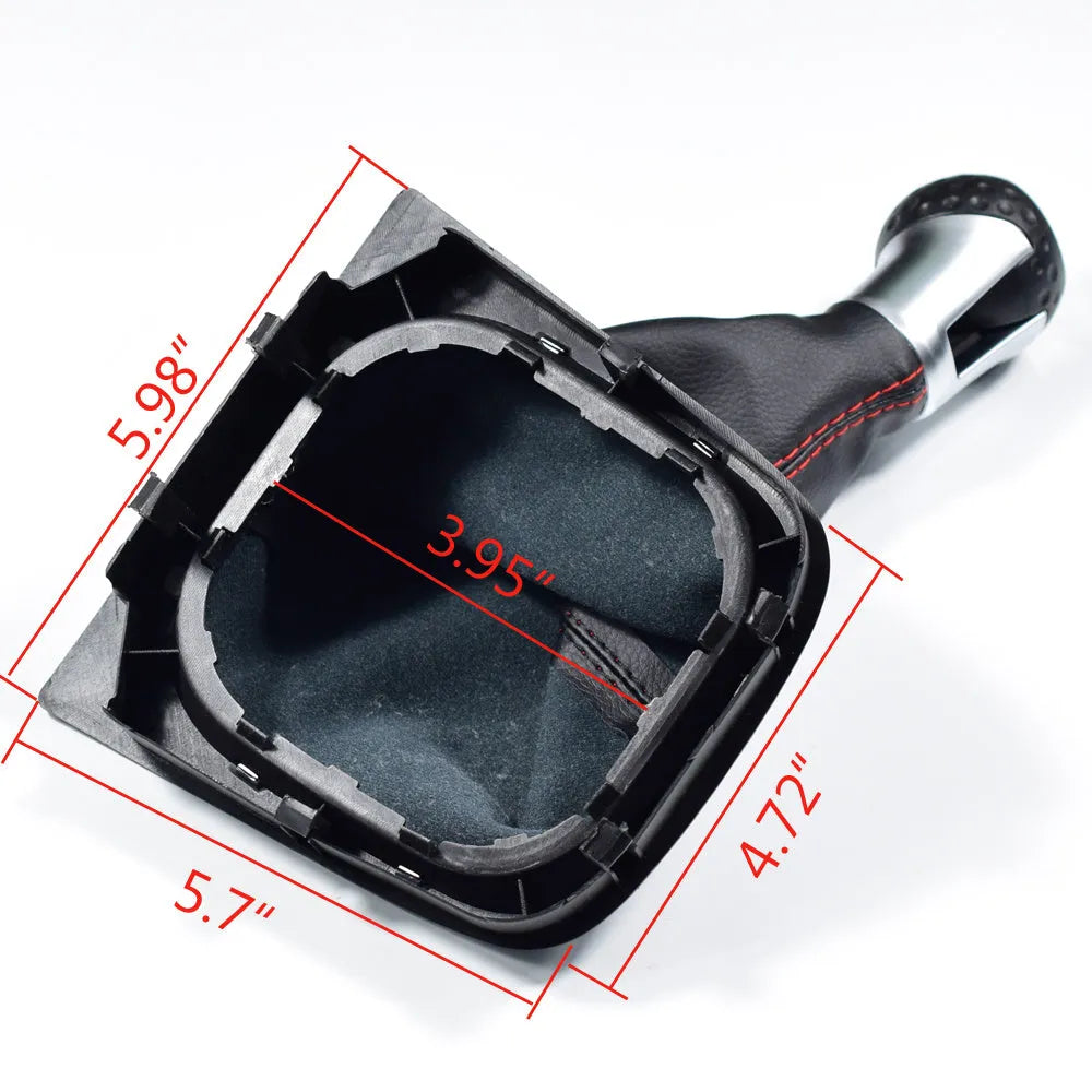Leather gear shift dust boot for Volkswagen Golf models, showing 12mm installation hole.