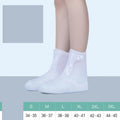 PVC women's waterproof shoe covers in white high-top design for indoor cleaning and outdoor rain protection