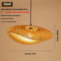 Chinese Zen style bamboo chandelier lamp with a 40cm diameter shell.