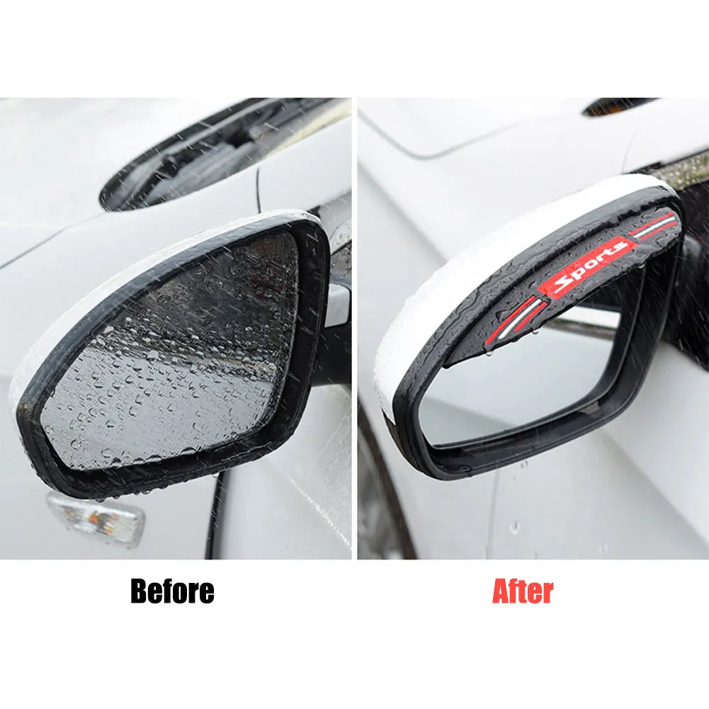 Pair of car rearview mirror rain shields in smiling face black on a vehicle side mirror