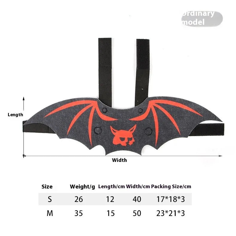 Halloween batwing costume for cats in felt material with multiple colour options