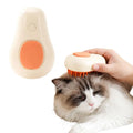 Green and white rechargeable cat steam brush comb with silicone bristles and water spray.