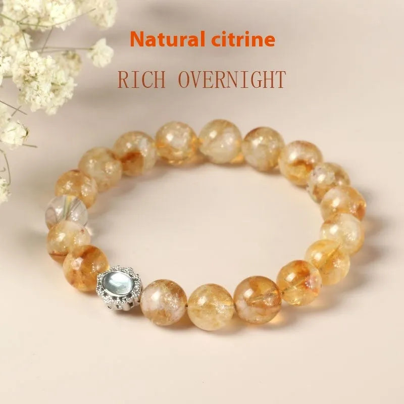 Citrine geometric bracelet with 10mm stones on wrist