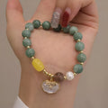 Green jade shell bracelet for women with adjustable design
