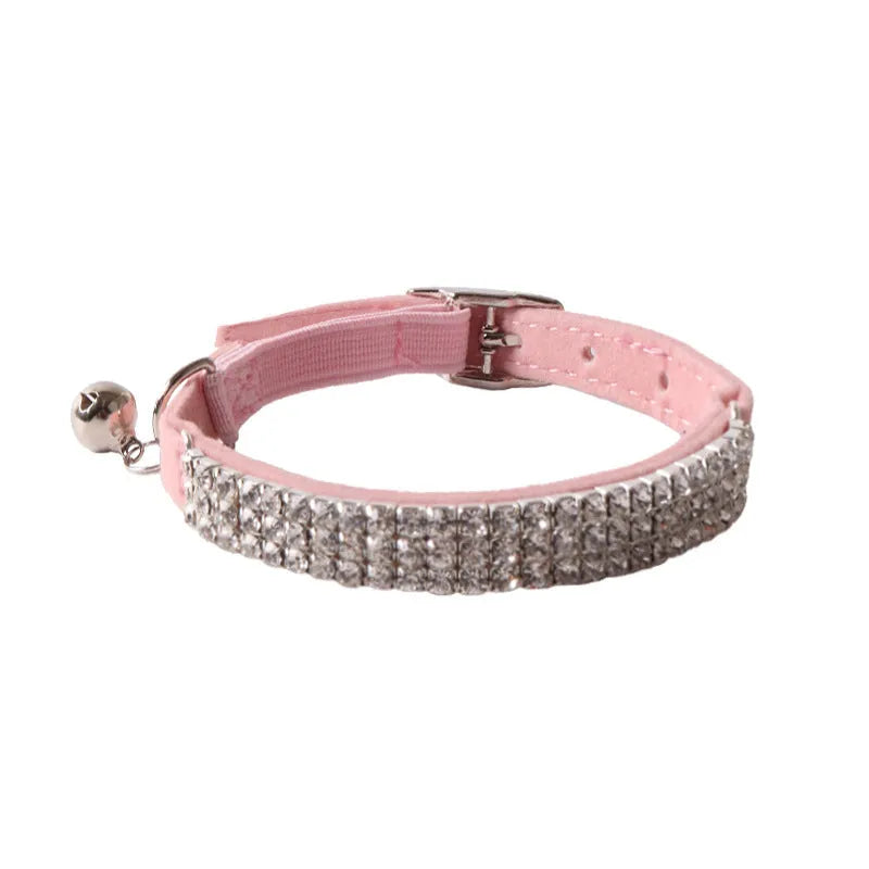 Cat collar with elastic buckle in six colour options showing flocking material texture