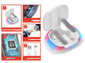 Hall Flashing wireless gaming earphones in black or white with charging cable