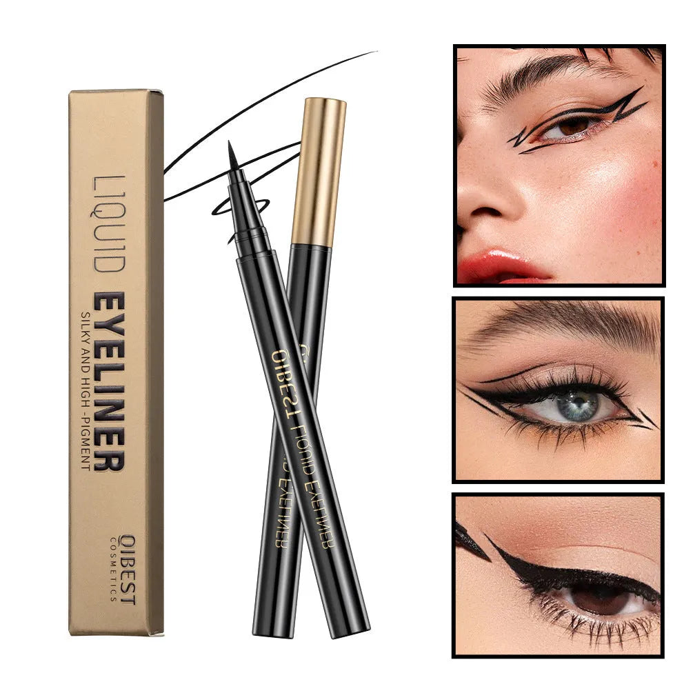 Black liquid eyeliner pen with waterproof, quick-drying formula for smudge-proof eye makeup