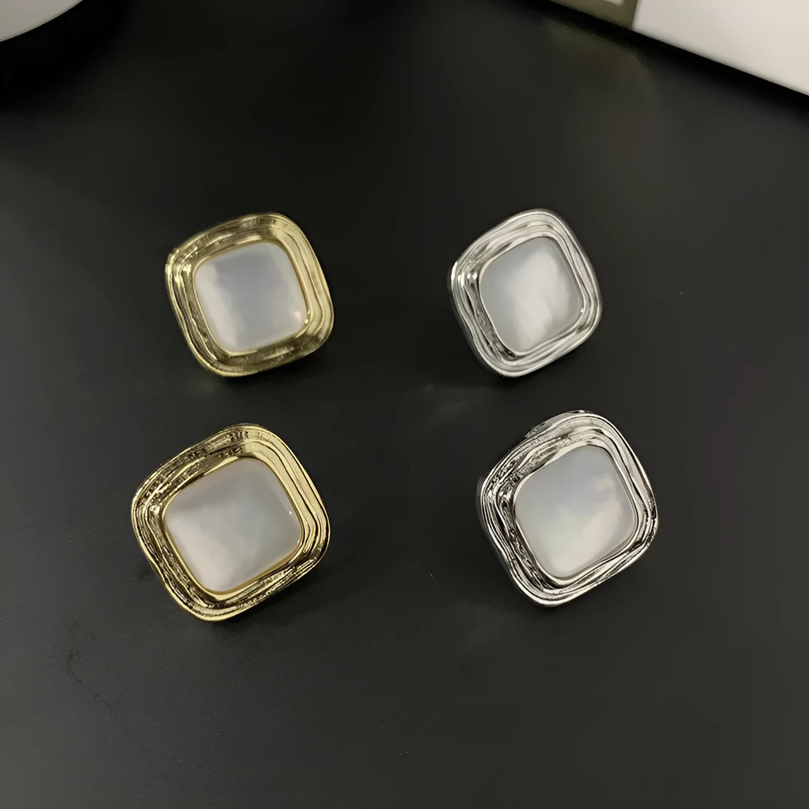 Simple geometric natural shell drop earrings with lightweight design, available in Style1 or Style2