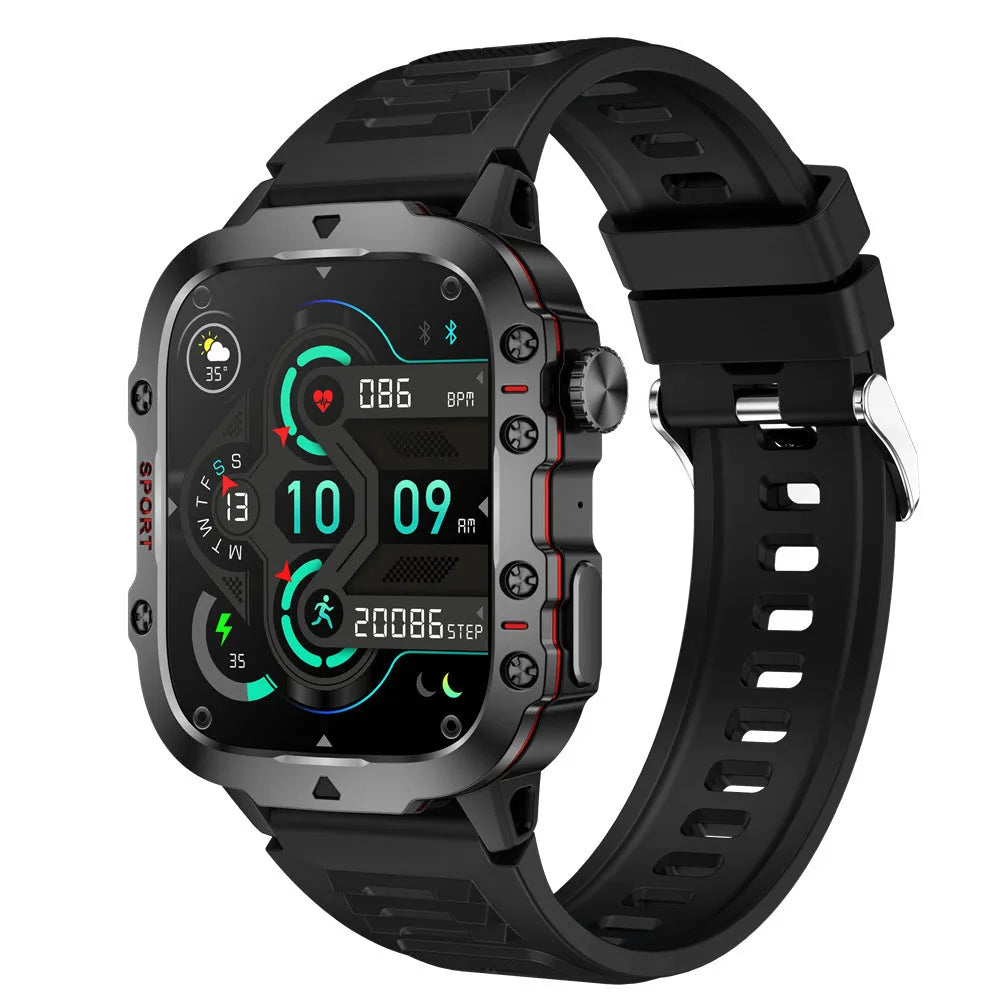 QX11 smart Bluetooth watch with TFT touchscreen showing heart rate display on black zinc alloy case