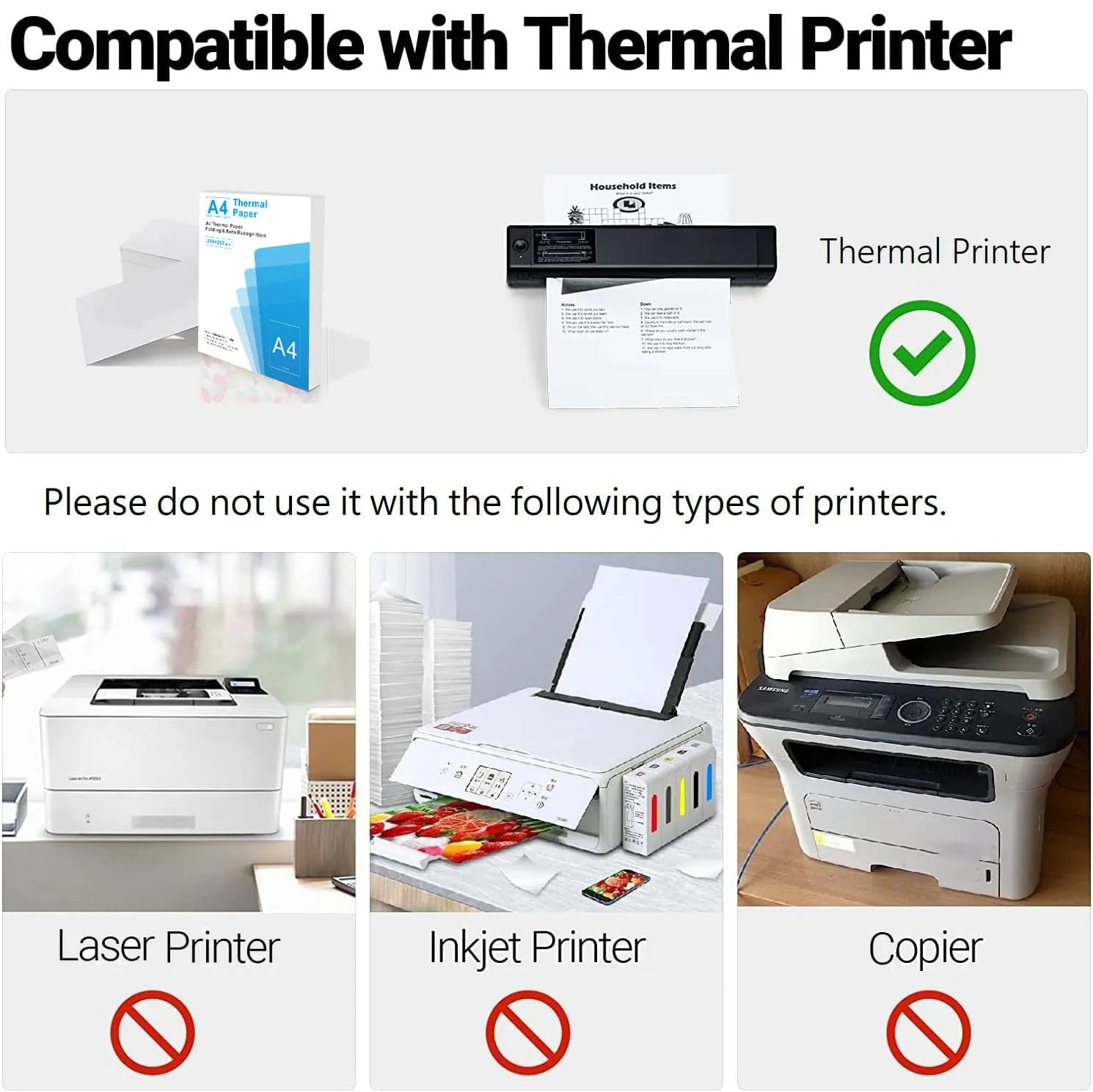 A4 thermal printer paper in white colour with quick-drying surface for business use