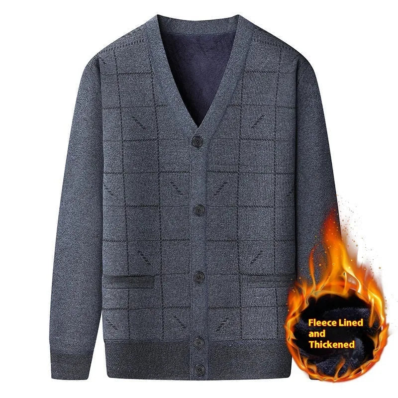 Men's plus size batwing sleeve cardigan with velvet lining in dark gray